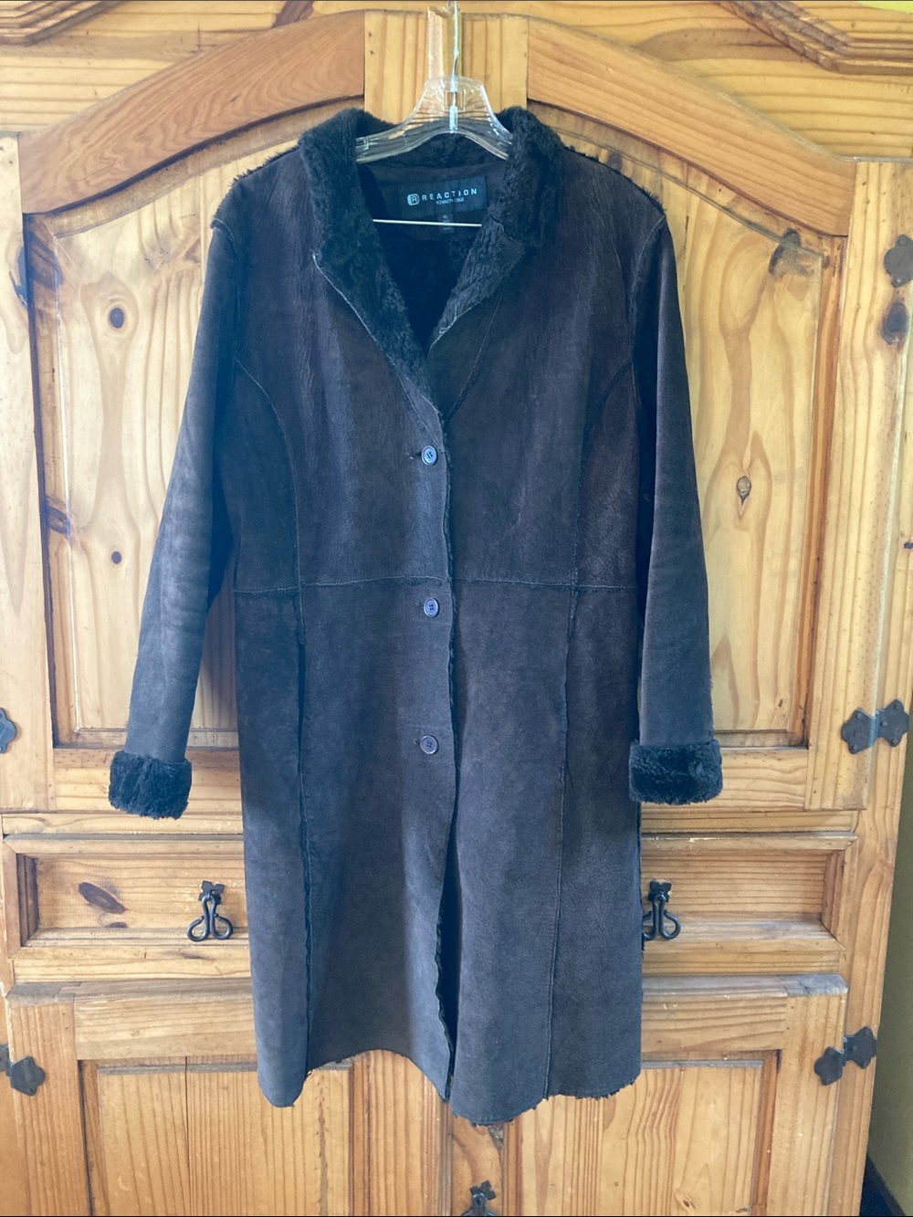 Women’s Kenneth Cole Reaction dark brown suede leather trench coat size XL